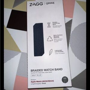 ⭕️ 5/$5 NWT ZAGG braided watchband loop style nylon band navy blue 44/45/42 mm